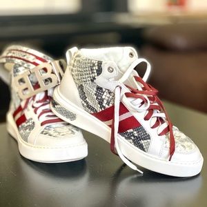 BALLY Myles Men s Hi-top CrocWhite/Red Trim Sneakers - Size 9D